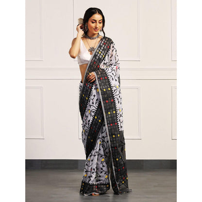 Aditri Handloom Jamdani On Resham Silk Saree with Running Blouse