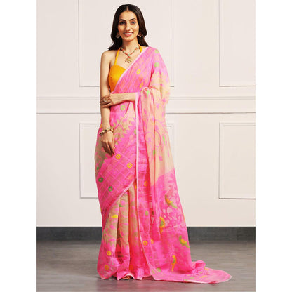 Aditri Handloom Jamdani On Resham Silk Saree with Running Blouse