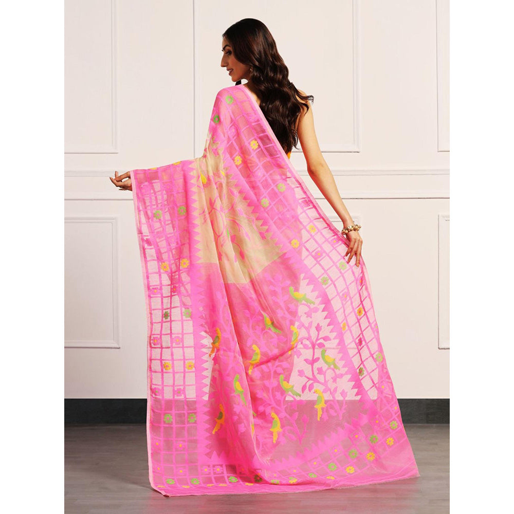 Aditri Handloom Jamdani On Resham Silk Saree with Running Blouse