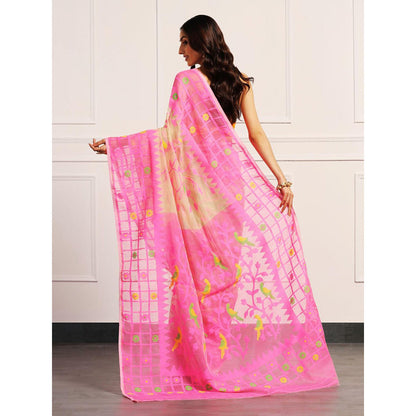 Aditri Handloom Jamdani On Resham Silk Saree with Running Blouse