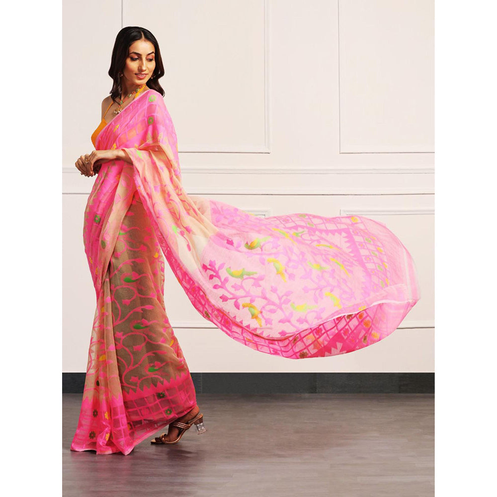 Aditri Handloom Jamdani On Resham Silk Saree with Running Blouse