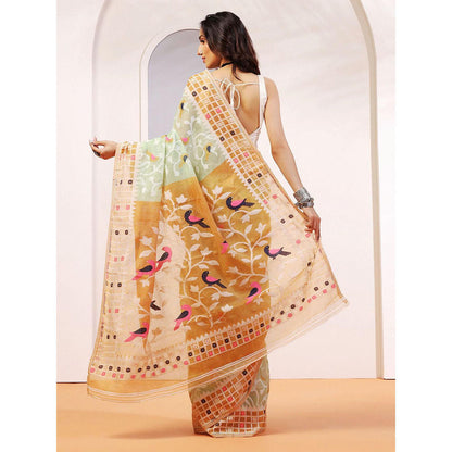 Aditri Handloom Jamdani On Resham Silk Saree with Running Blouse