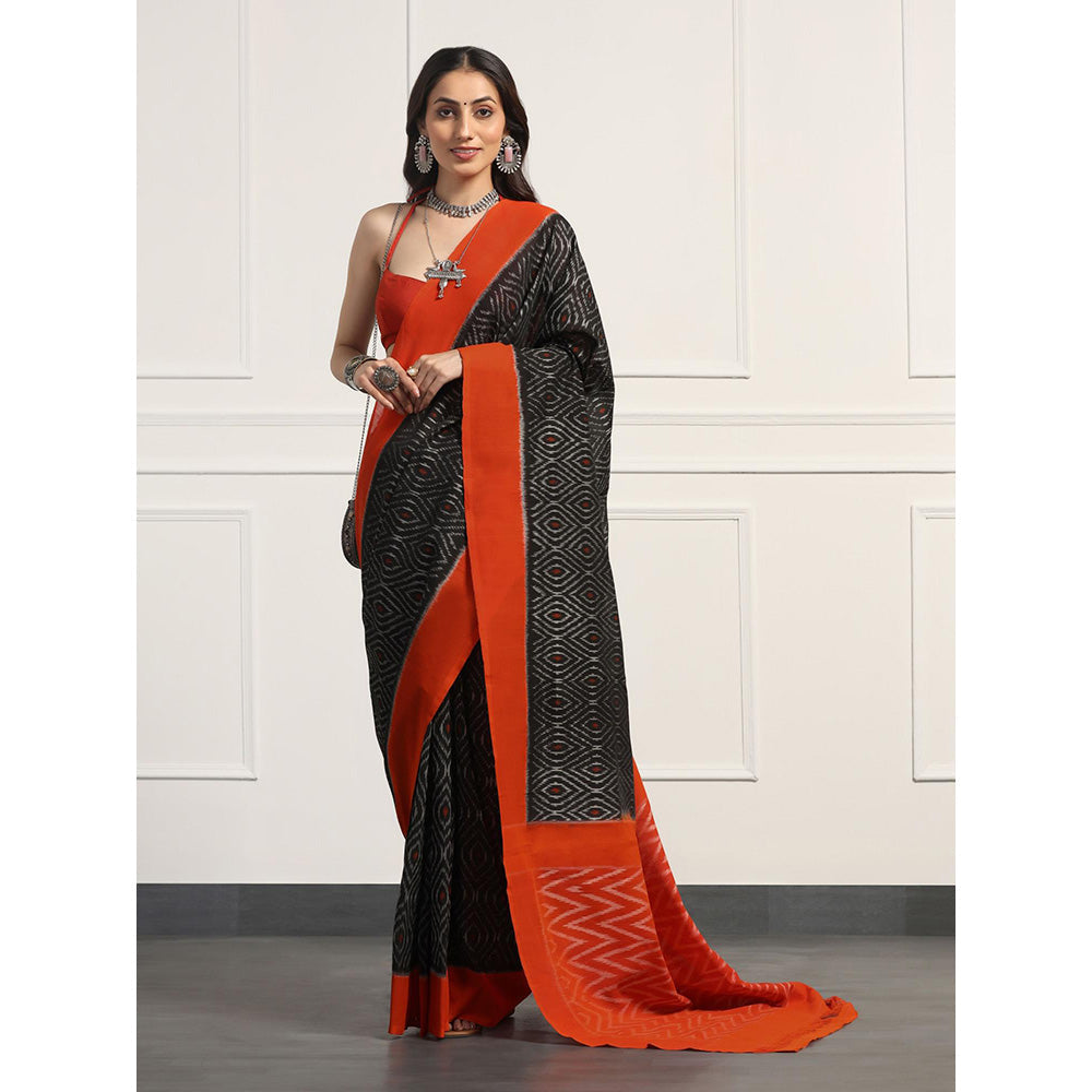 Aditri Handloom Ikat On Gas Mercerised Cotton Saree with Without Blouse