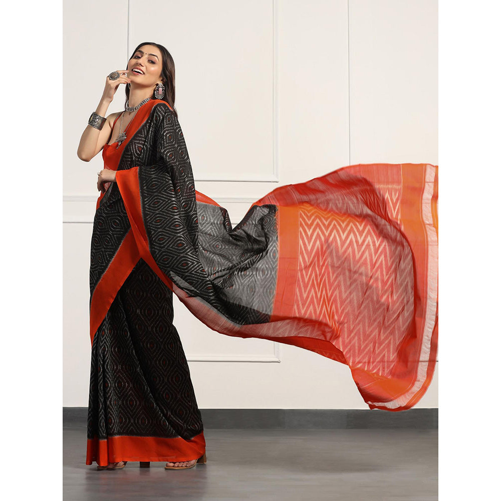 Aditri Handloom Ikat On Gas Mercerised Cotton Saree with Without Blouse