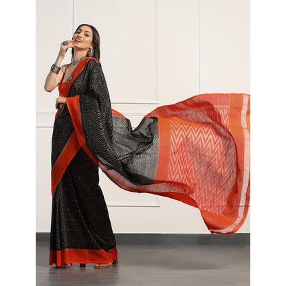 Aditri Handloom Ikat On Gas Mercerised Cotton Saree with Without Blouse
