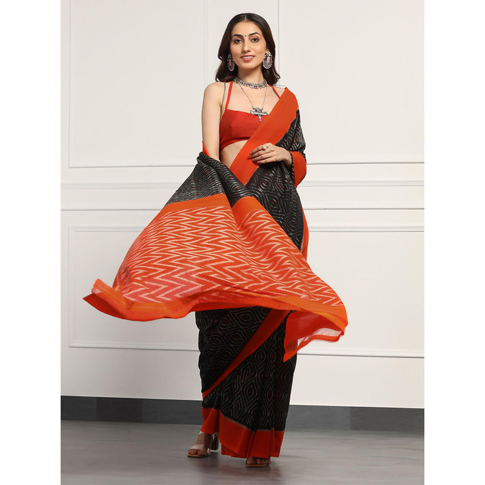 Aditri Handloom Ikat On Gas Mercerised Cotton Saree with Without Blouse
