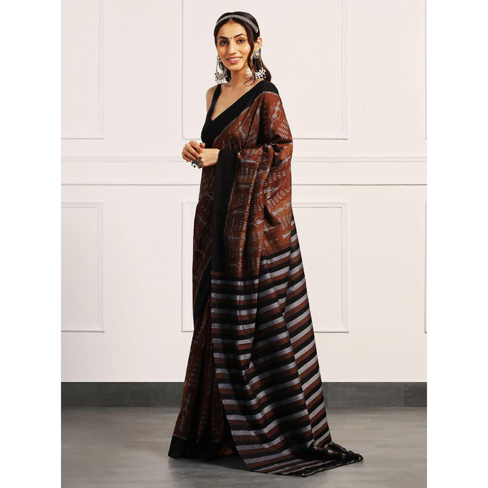 Aditri Handloom Ikat On Cotton From Orissa Saree with Blouse Piece