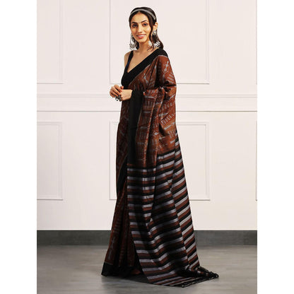 Aditri Handloom Ikat On Cotton From Orissa Saree with Blouse Piece