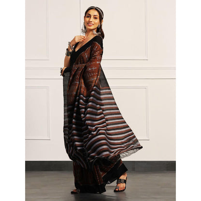 Aditri Handloom Ikat On Cotton From Orissa Saree with Blouse Piece