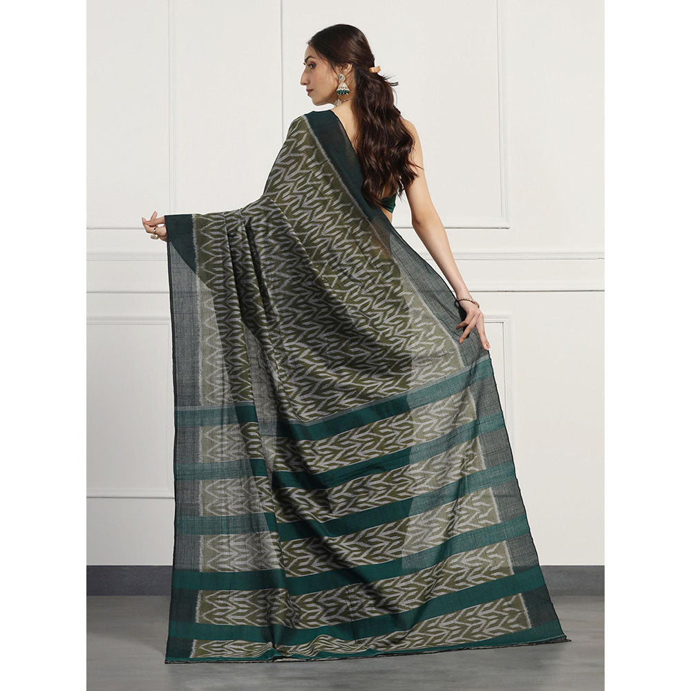 Aditri Handloom Ikat On Cotton From Orissa Saree with Blouse Piece