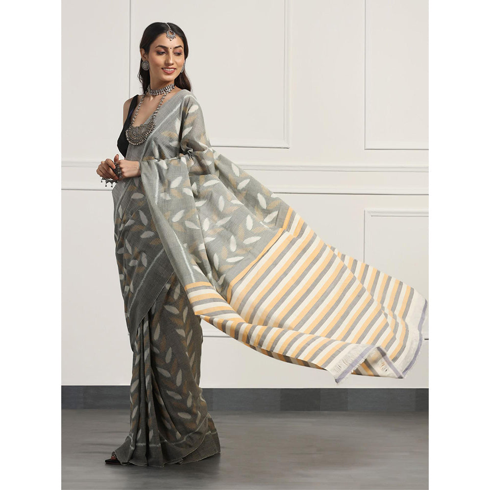 Aditri Handloom Ikat On Cotton From Orissa Saree with Blouse Piece