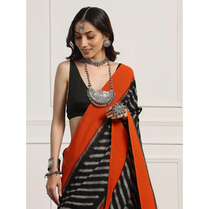 Aditri Handloom Ikat On Gas Mercerised Cotton Saree without Blouse