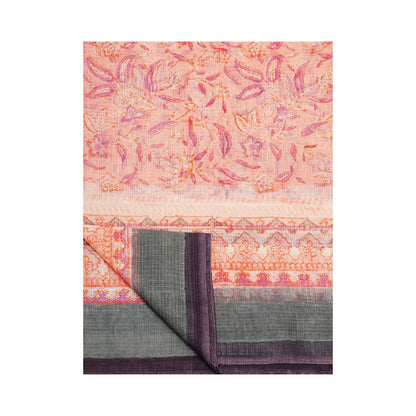 Aditri Handloom Kota Doria Hand Block Print Multi-Color Saree With Blouse Piece