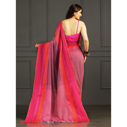 Aditri Mauve Handloom Khadi Cotton Saree with Running Blouse