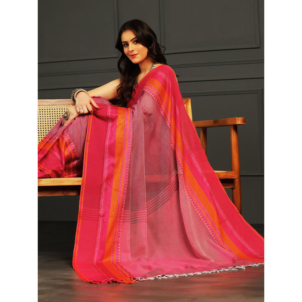 Aditri Mauve Handloom Khadi Cotton Saree with Running Blouse