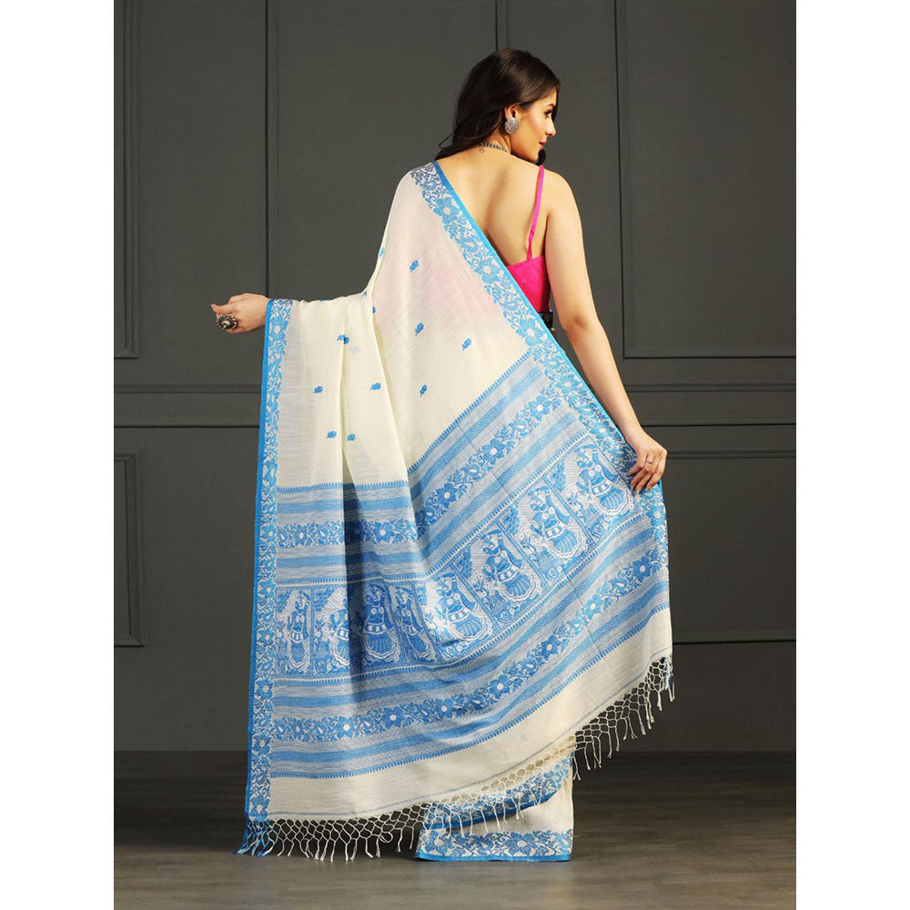 Aditri Off White Handloom Khadi Cotton Saree with Running Blouse