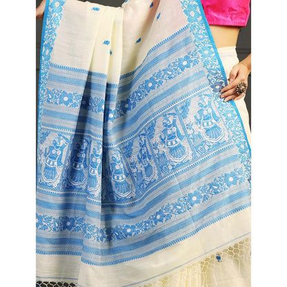 Aditri Off White Handloom Khadi Cotton Saree with Running Blouse