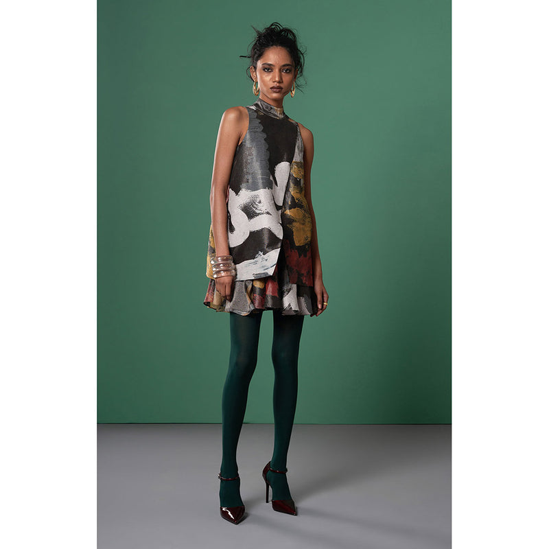 Advait Grey Ecru Short Dress
