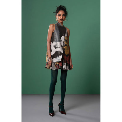 Advait Grey Ecru Short Dress