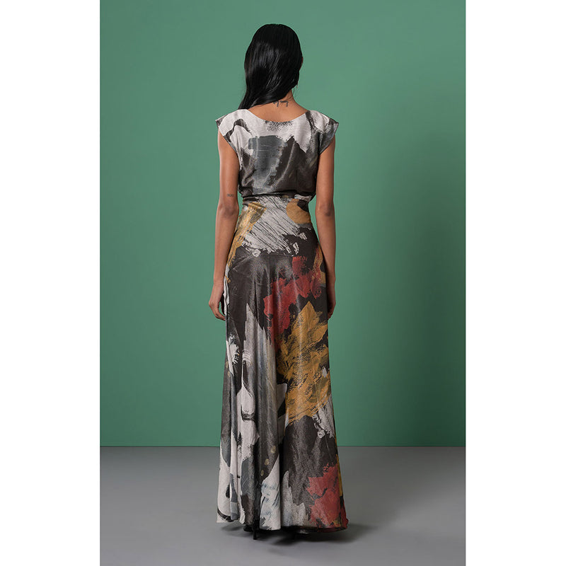 Advait Multi-Color Ecru Printed Maxi Dress