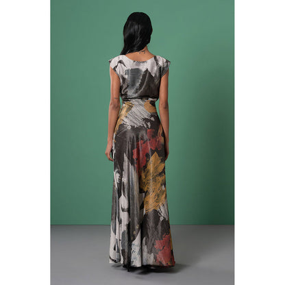 Advait Multi-Color Ecru Printed Maxi Dress
