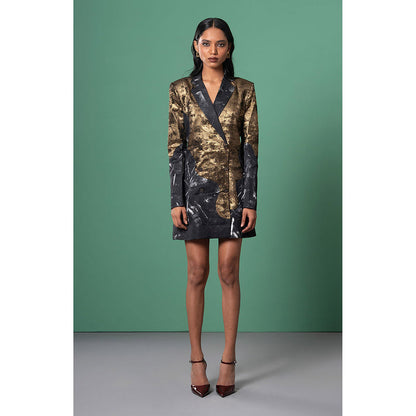 Advait Multi-Color Onyx Patchwork Blazer Dress