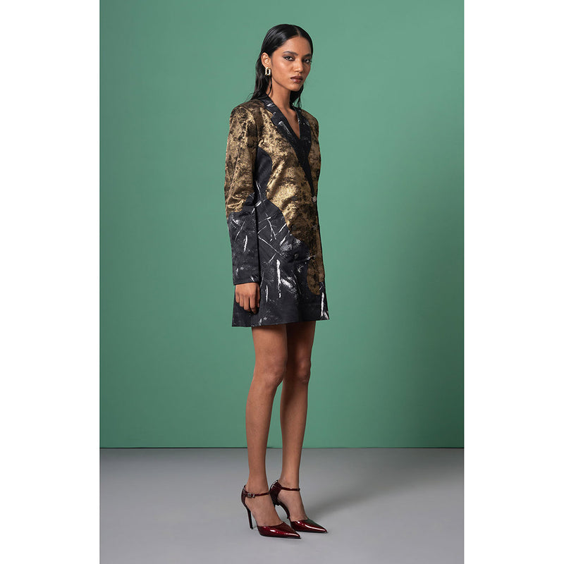 Advait Multi-Color Onyx Patchwork Blazer Dress