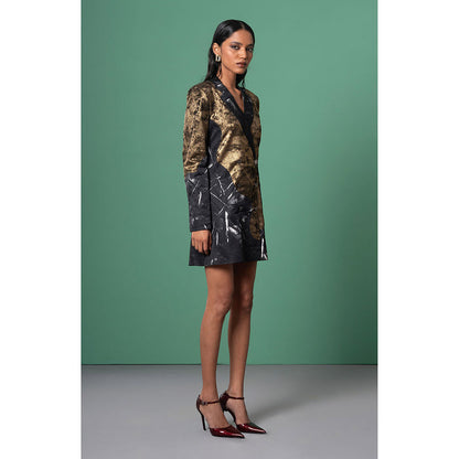 Advait Multi-Color Onyx Patchwork Blazer Dress