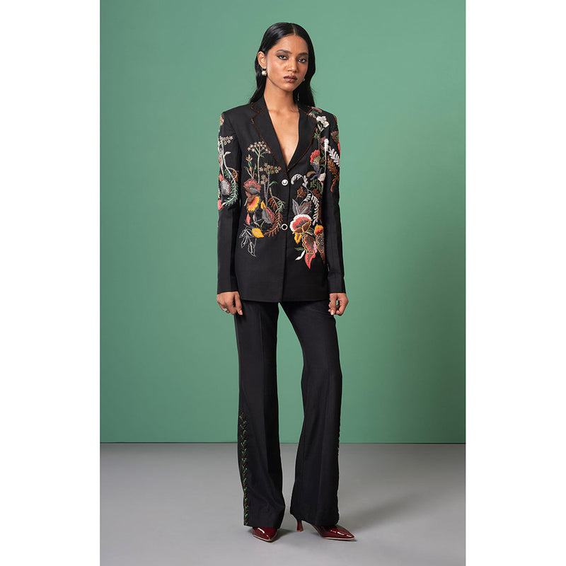 Advait Black Kuro Embroidered Blazer and Trouser (Set of 2)