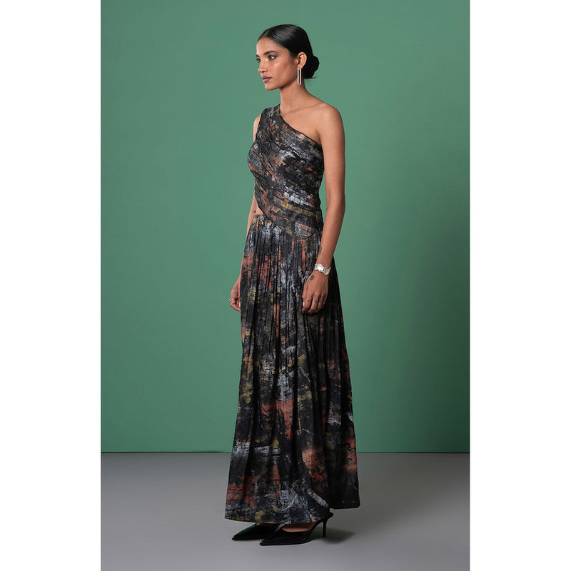 Advait Black Kage Printed Maxi Dress