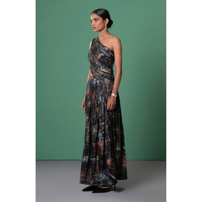 Advait Black Kage Printed Maxi Dress
