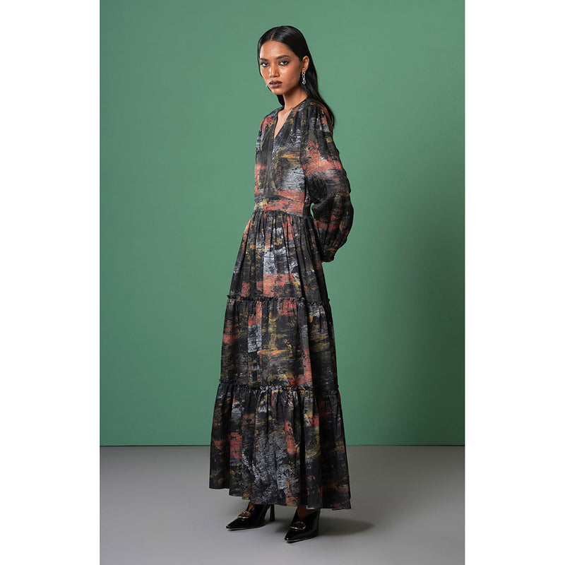 Advait Black Kage Tiered Dress