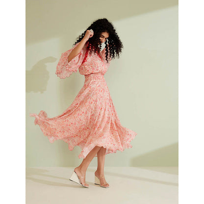 1999AD Arbor Peach Floral Dress