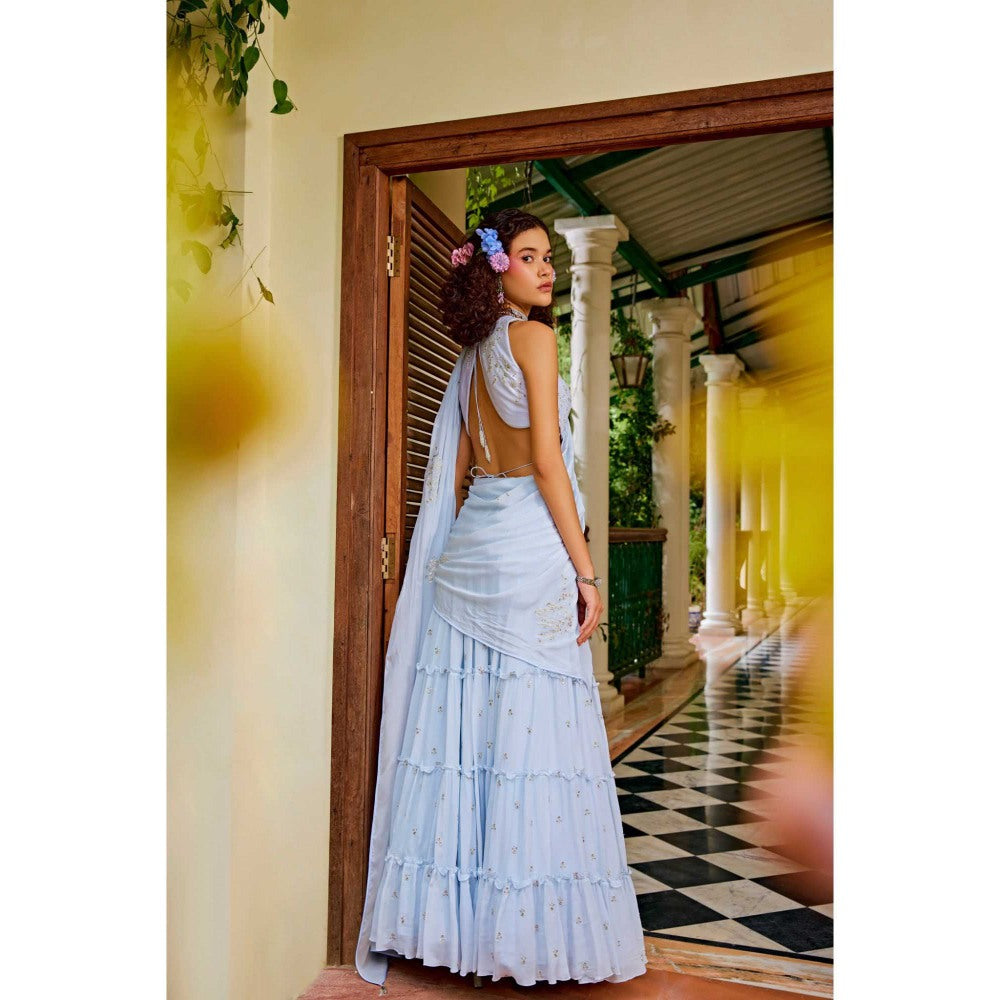 1999AD Blue Lehenga With Blouse And Dupatta (Set of 3)