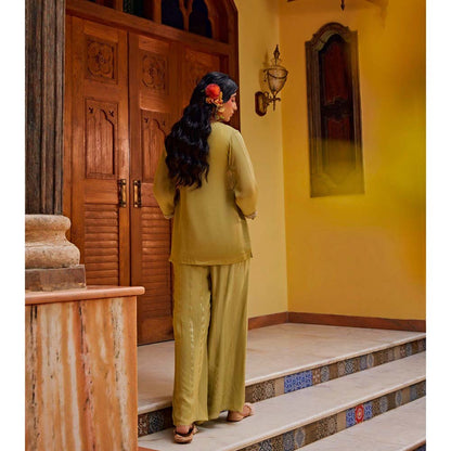 1999AD Olive Chiffon Sequenced Co-Ord (Set of 2)