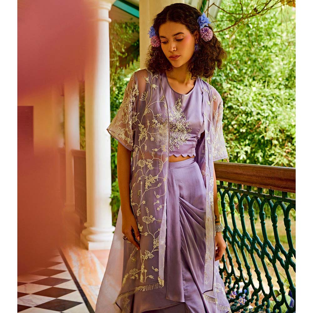 1999AD Lavender Top With Skirt And Cape (Set of 3)