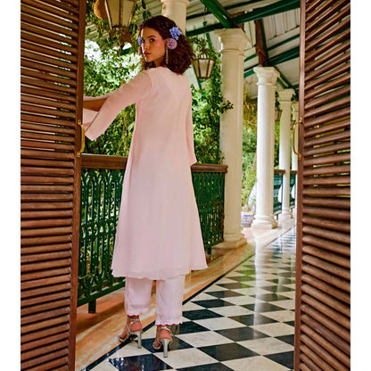 1999AD Light Pink Georgette Kurta with Pant (Set of 2)