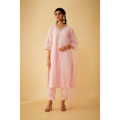 1999AD Pink Kurta with Pant and Dupatta (Set of 3)
