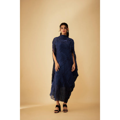 1999AD Drape Dress with Inner- Navy Blue (Set of 2)