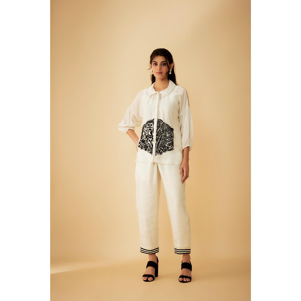 1999AD Organza White Kat dana Embroidery Co-Ord (Set of 2)