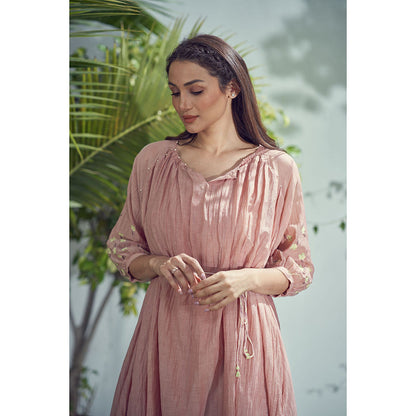 AFFROZ Baarik Knee Length Dress (Set of 2)