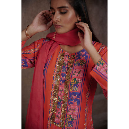 AFFROZ Aarya Straight Kurta with Pant and Dupatta (Set of 3)