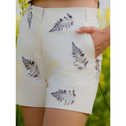 AFRIYA White Printed Crop Top and Shorts Co-Ord
