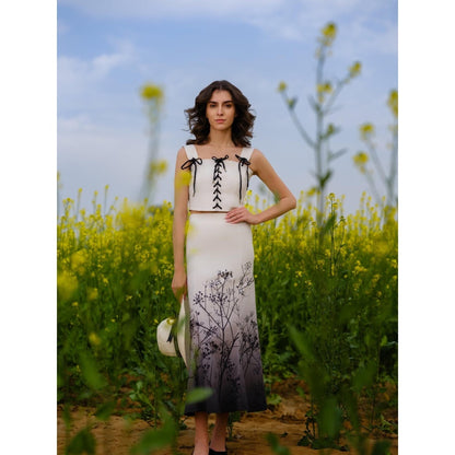 AFRIYA Monochrome Meadow Crop Top and Skirt Co-Ord