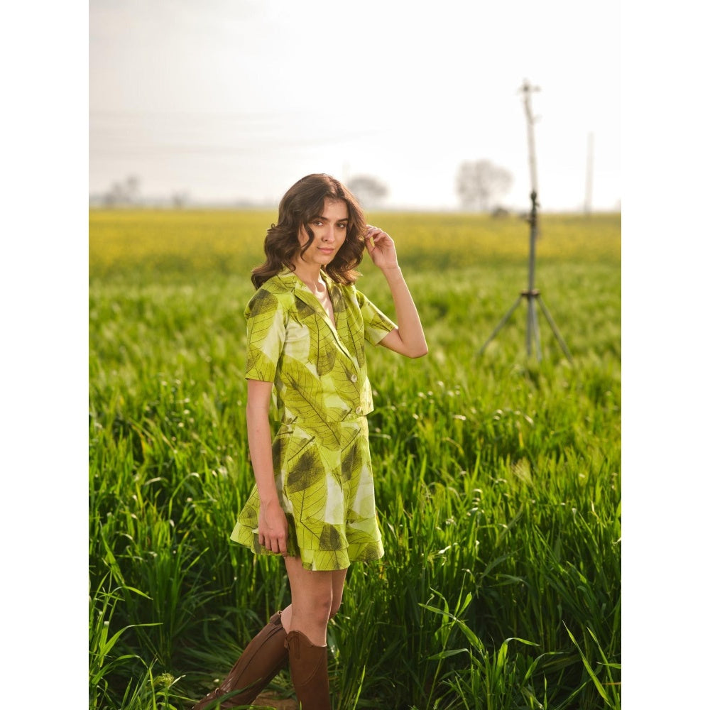 AFRIYA Women Ferns Short Green Blazer