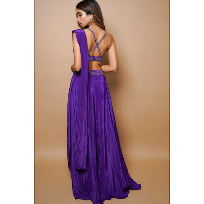 Ahi Clothing Dark Purple Lehenga (Set of 3)