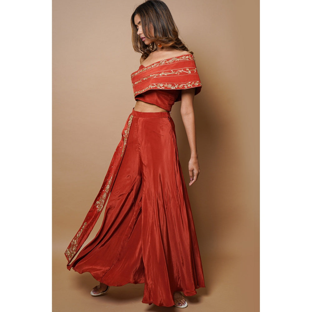 Ahi Clothing Brick Red Indo Western (Set of 2)