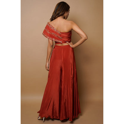 Ahi Clothing Brick Red Indo Western (Set of 2)