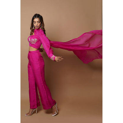 Ahi Clothing Hot Pink Cape Indowestern (Set of 4)