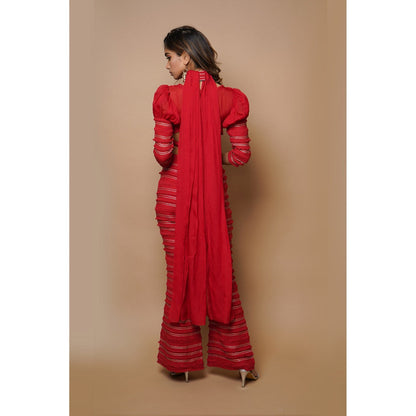 Ahi Clothing Hot Red Indo Western (Set of 3)